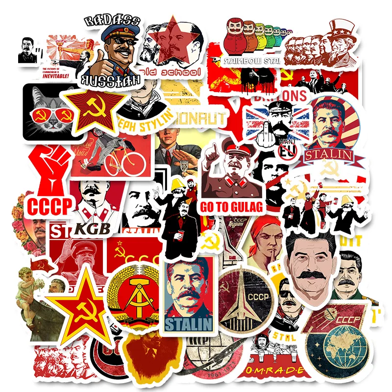

50Pcs Mixed Stalin USSR CCCP Poster Stickers for DIY Laptop Luggage Refrigerator Door Motorcycle Decor Waterproof Toy Sticker
