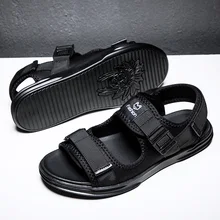 Мужские сандалии 39 s; Повседневная пляжная спортивная обувь на плоской подошве из материала eva; мужские черные Вьетнамки; Новинка года; летние дышащие сандалии-гладиаторы