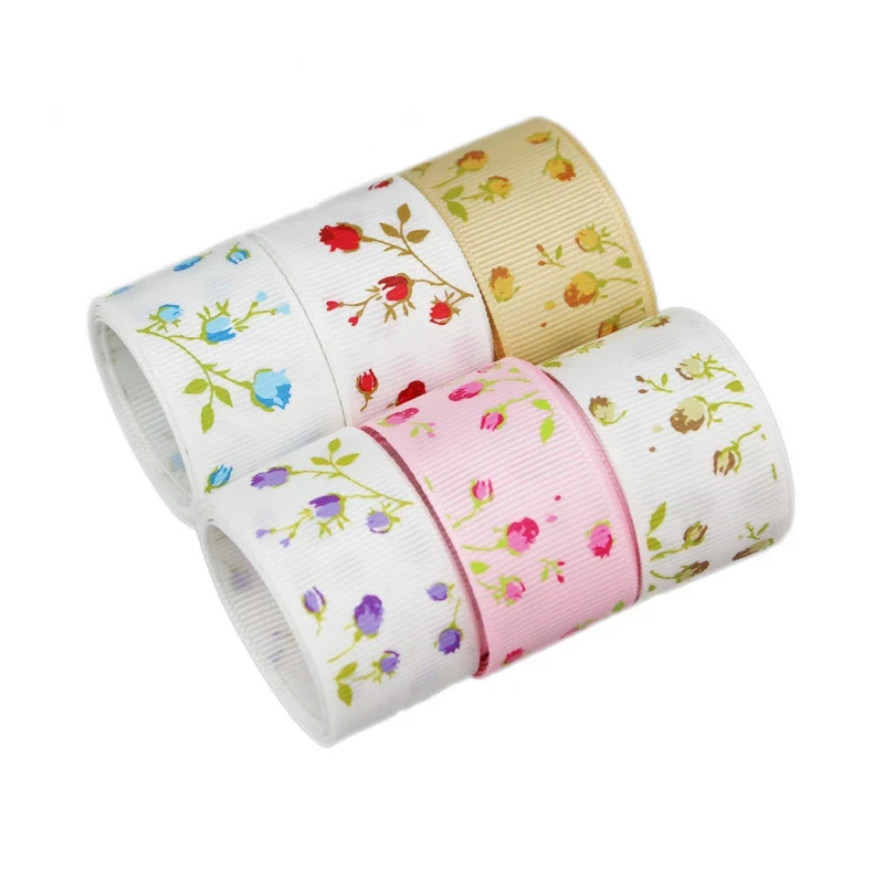 (10 ярдов/партия) 1 ''(25 мм) Роза цветок grosgrain DIY ленты печатных прекрасные