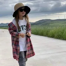 Новое поступление, осенне-зимняя модная блузка в клетку для девочек Детская длинная стильная блузка для мальчиков Блузка для девочек от 3 до 10 лет