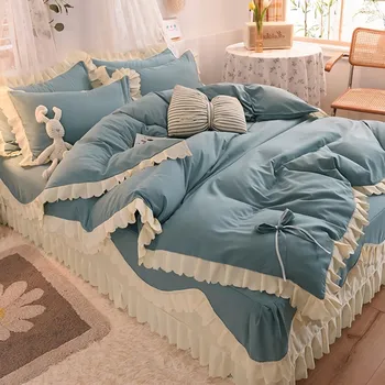

Soft Smooth Washable Ruffle Cute Bedding Set Luxury Queen Warm Soft Modern Simple Design Edredones De Cama Home Deco Ec50ct