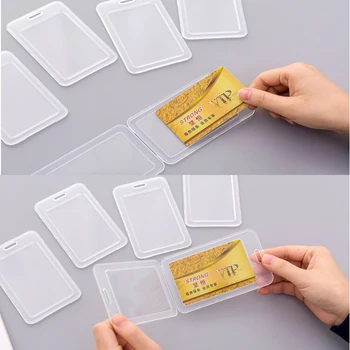 

1PC Transparent Plastic Card Holder IC Card Holder Business Card Protection Sleeve Double-Sided Work Card School Office Supply