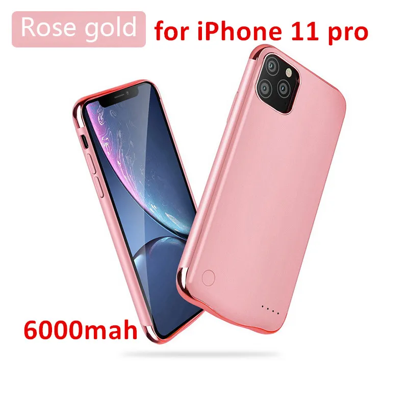 5500 мА/ч чехол для зарядного устройства для iPhone 11 чехол для внешнего аккумулятора для iPhone 11 pro 11 pro max 6000 мА/ч чехол для внешнего зарядного устройства - Цвет: Rosy for i11 pro max