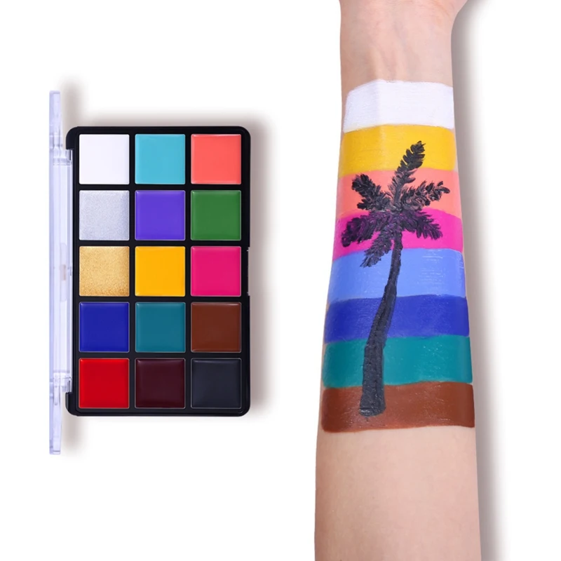 

15 Colors Palette Face Painting Body Waterproof No Stimulation Oiliness Facial Paint