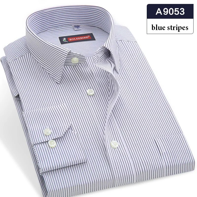 Мужская белая рубашка с длинным рукавом, брендовая деловая повседневная мужская рубашка, Классическая деловая мужская одежда большого размера плюс, синяя - Цвет: A9053