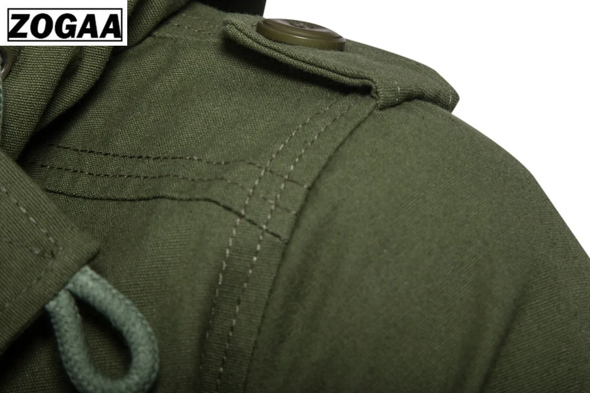 Zogaa брендовая мужская куртка армейский зеленый военный широкий приталенное пальто Повседневный хлопковый с капюшоном ветровка куртки пальто мужской