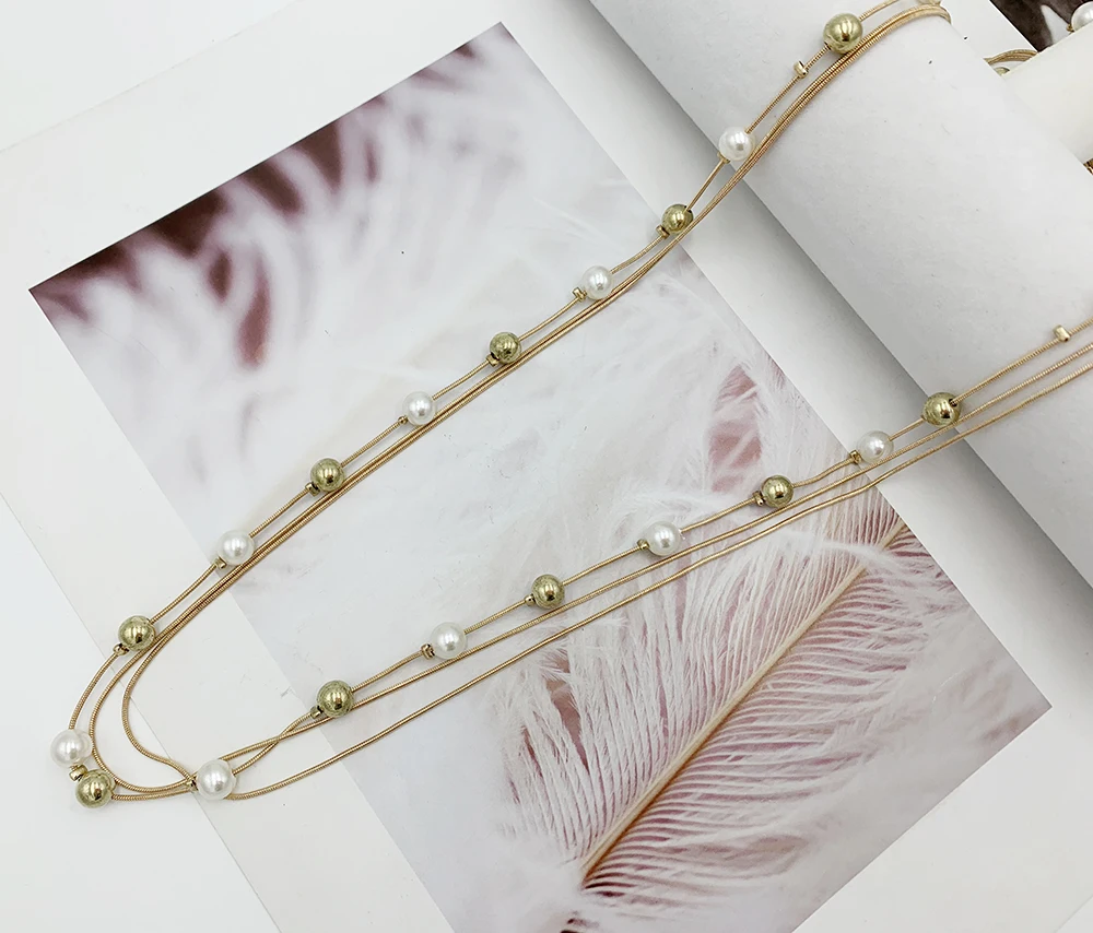 Модное женское трехслойное длинное ожерелье округлого сплава бусины с имитацией жемчуга ожерелье s хорошее ювелирное изделие подарки