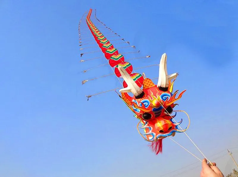 free shipping 20m big kite chinese traditional dragon kite line fly ferramenta paper kite ladybug huge kite kevlar 3d kite owl 4