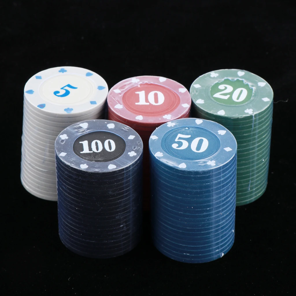 100 Pieces Poker Chip Set for Texas Holdem, Blackjack, Gambling Games, Cards - Casino Chips with Numbers