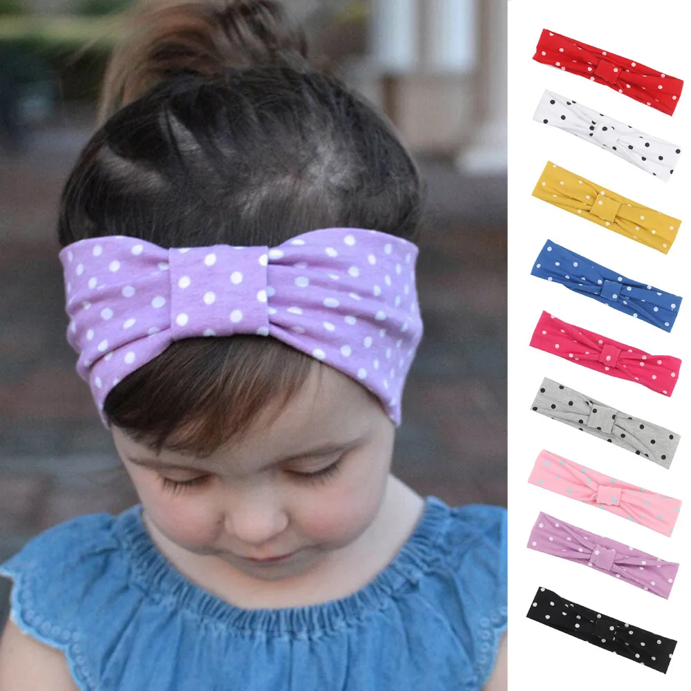 Cute Baby Toddler Infant Headband Girls Bow Polka Dot Knot Headband Stretch Hairband Headwear hair accessoriesbaby 