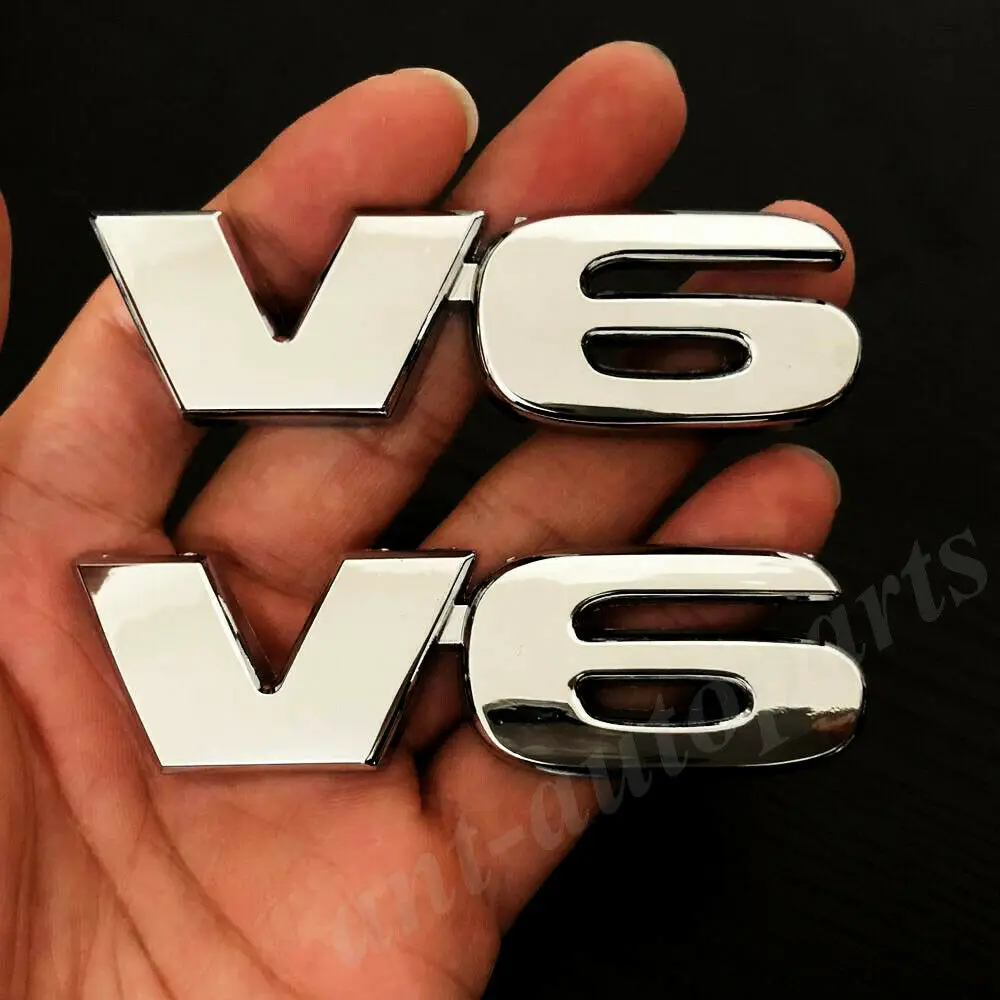 

2x 3D Metal Chrome V6 Car Trunk Rear Fender Emblem Badge Decal Sticker SR5 4X4