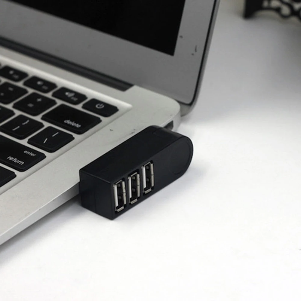 Мини 3 порта USB 2,0 вращающийся сплиттер адаптер usb-хаб для ПК ноутбук аксессуары для компьютера