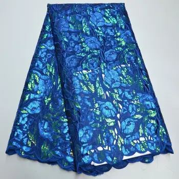 

2020 African Mesh Lace Fabric Nigeria Net Lace Fabric High Quality Sequins Organza Silver Line French Embroidery For Party Dress