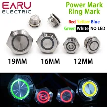 12-30mm Mirco Switch Short Stroke Stainless Steel Momentary Self-reset Waterproof Metal Push Button Switch Ring Power LED Light