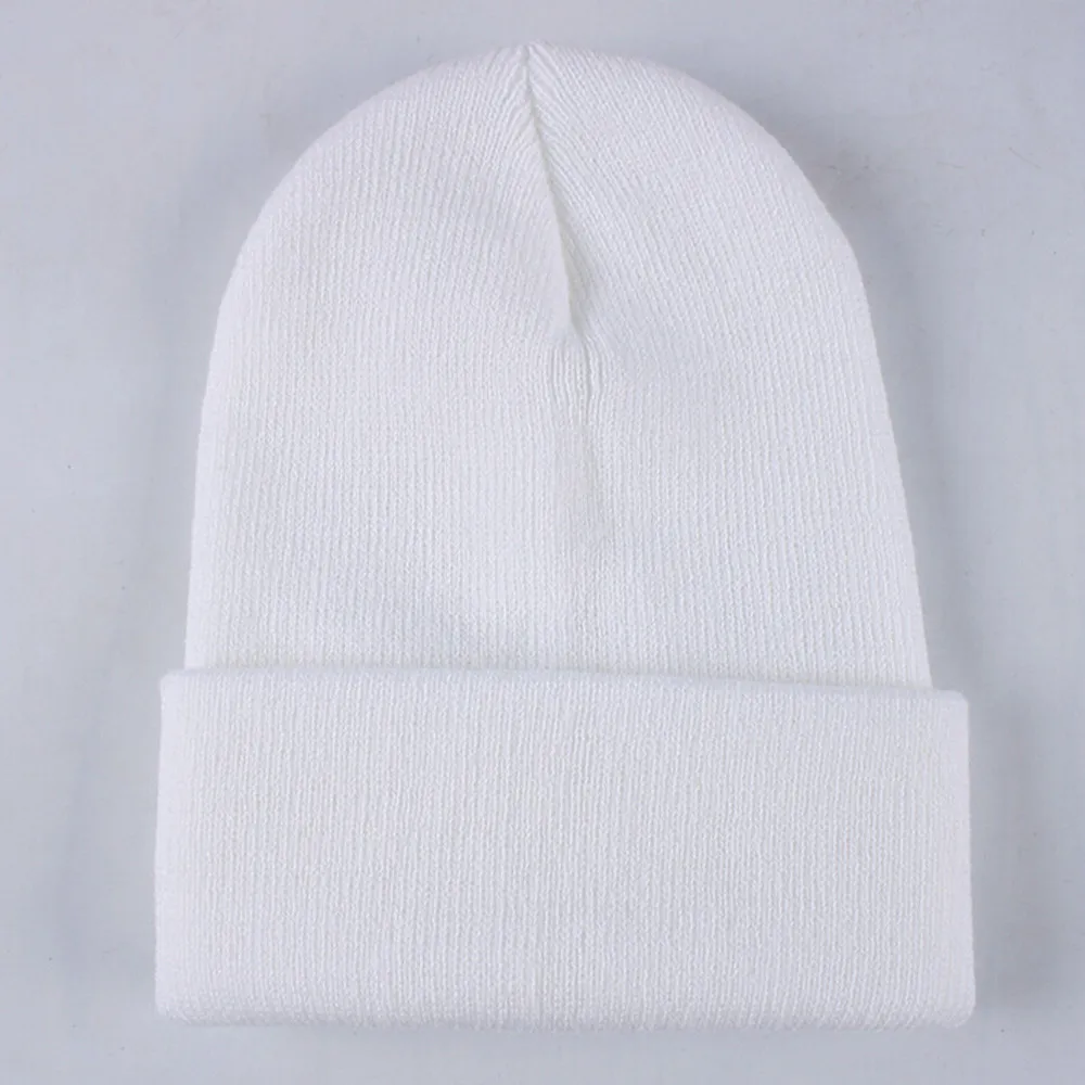 Вязаная шапка унисекс в стиле хип-хоп, женская и мужская зимняя теплая Повседневная Лыжная шапка, женская и Мужская одноцветная модная шапка