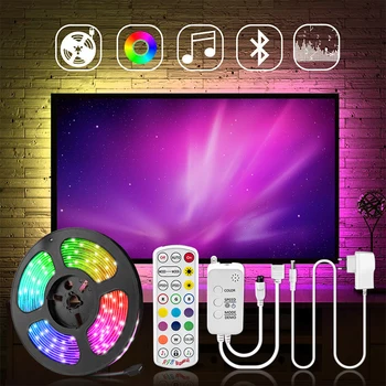 

5M 10M 15M Bluetooth LED Strip Light DC12V 5050 Music Sync RGB LED Fita Waterproof Flexible Ribbon with Remote for Room Lighitng