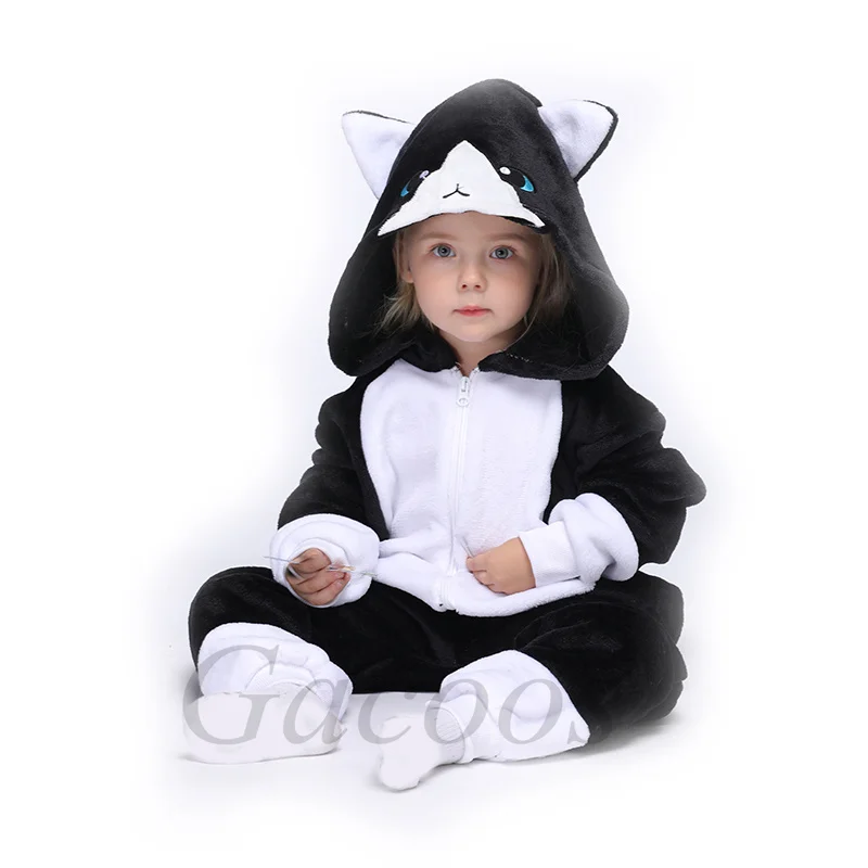 Kigurumi Cat Onesies For Kids Pajamas Winter Unicorn Sleepwear Children's Pyjamas Kids Boys Girls Cosplay Pijamas Suit Overalls