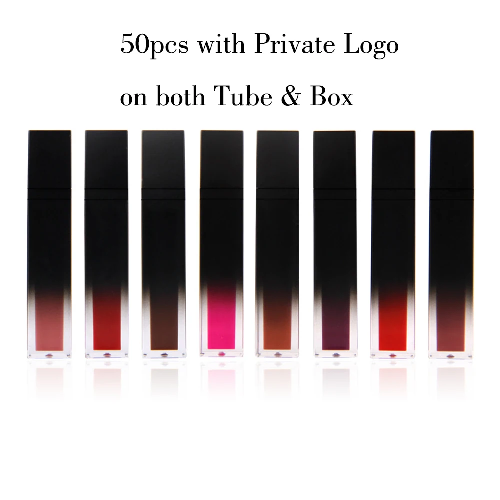 50pcs private logo Макияж, 8 цветов, матовая влажная жидкая губная помада, бархатная, телесная, 24, стойкая, водостойкая, с оттенком, на заказ, частная марка поставщика - Цвет: 50pcs private logo