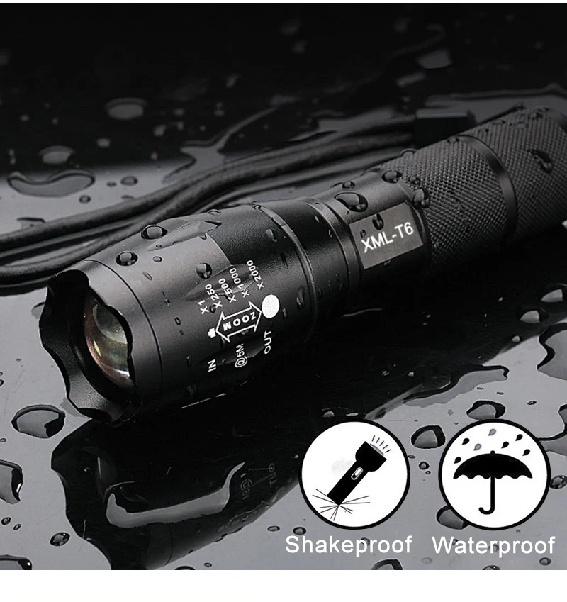 red flashlights Led flashlight Ultra Bright torch CREE XTM-T6 waterproof Zoomable 18650 Battery Outdoor Camping Powerful Rechargeable Flashlight most powerful flashlights