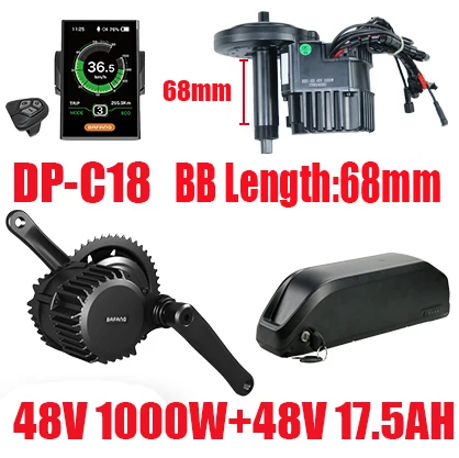 Bafang мотор BBS02 48V 500/750/1000 Вт середине приводной двигатель, фара для электровелосипеда в Conversion Kit с Батарея 48v 13/16/17.5AH 52V 17.5AH 8fun BBSHD - Цвет: 1000WC1817.5AH68MM