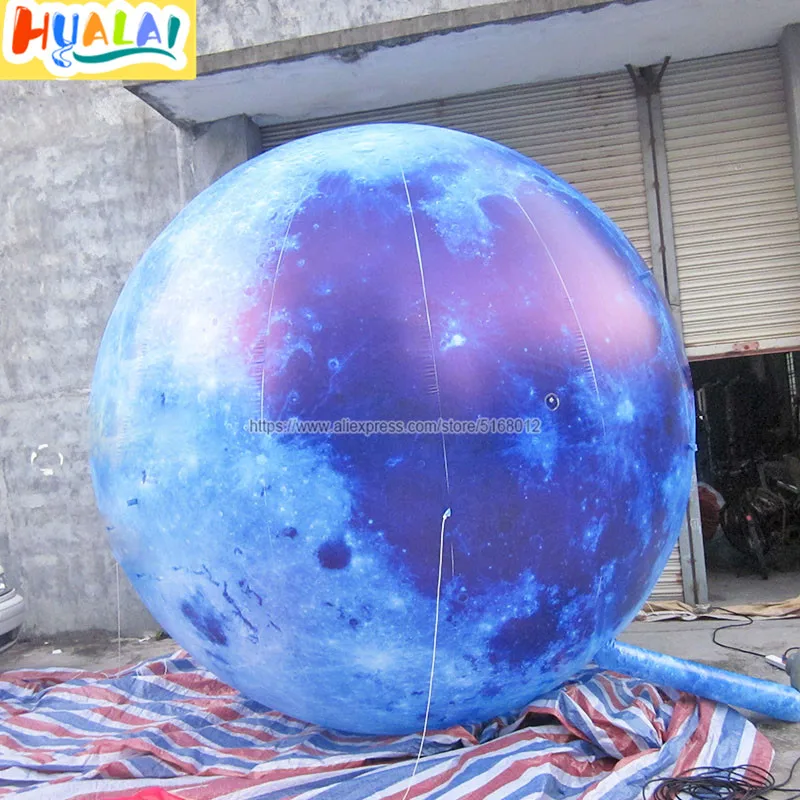 

2m/3m/4m diameter giant inflatable moon balloon planet model with LED lighting and airblown for Advertisement decoration event
