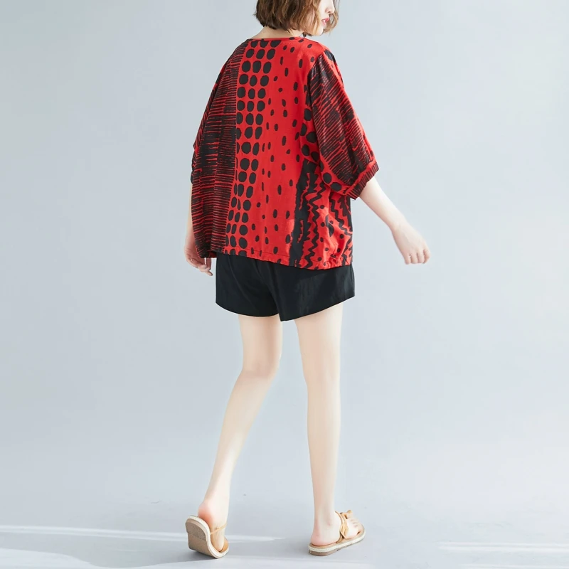 Хорошее качество, женская одежда, новинка, blusas feminina, весна-лето, стиль, корейский топ в горошек, с принтом, свободная футболка для женщин K0531