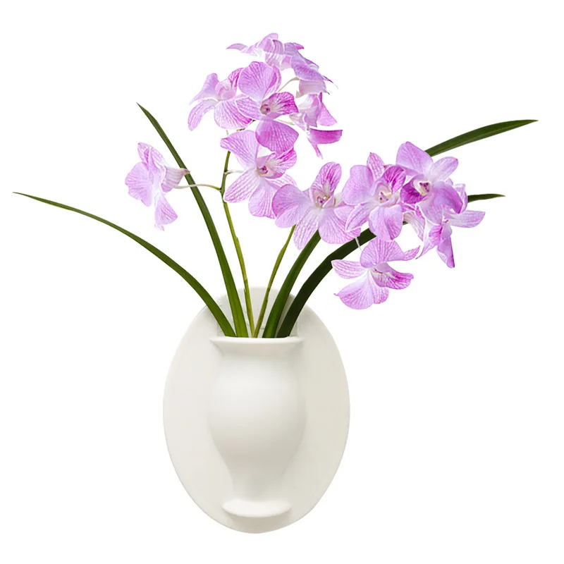 Siliconen Sticky Vaas Stok op De Muur Bloempot Magische Bloem Plant Vazen Bloem контейнер для Thuis Kantoren Wanddecoraties - Цвет: white