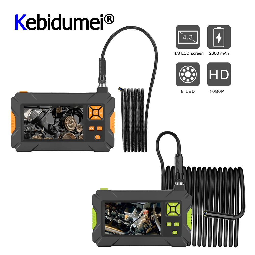 Cámara endoscópica de inspección de pantalla de lente de 8MM boroscopio impermeable con pantalla HD 4,3 P TFT IPS de 1080 pulgadas, Monitor de coche