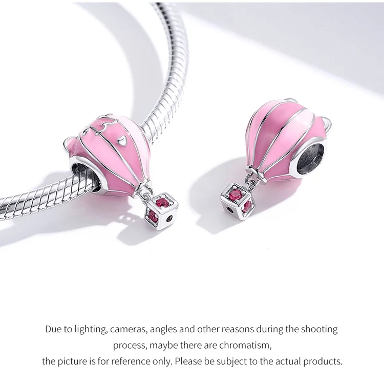 Браслет Pandora, 925 пробы, серебряный, розовый, воздушный шар, амулеты, S925 циркон, квадратная Подарочная коробка, шарики, сделай сам, ювелирное изделие