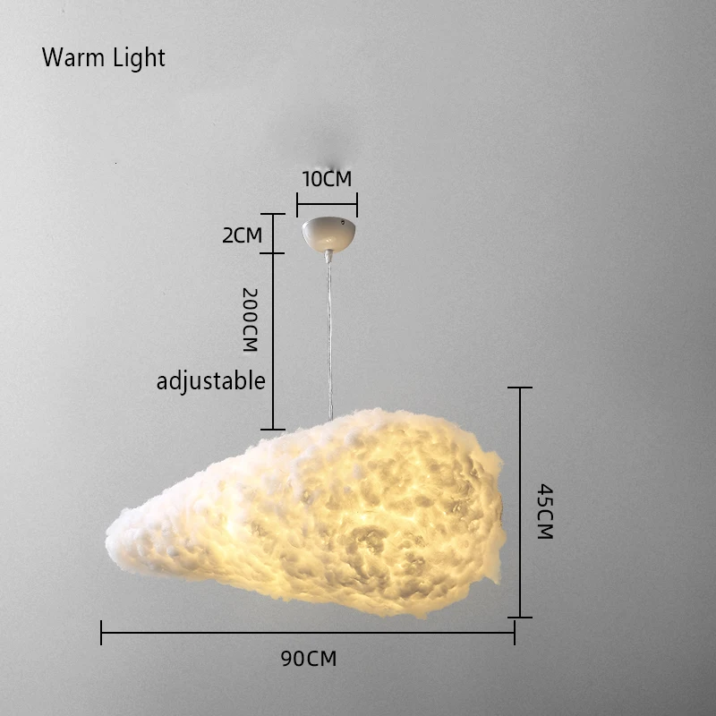 90cm Warm Light Скандинавский светодиодный подвесной светильник из ПВХ, Шелковый абажур, подвесной светильник для гостиной, спальни, ресторана, кафе, декоративный подвесной светильник - Цвет корпуса: 90cm Warm Light