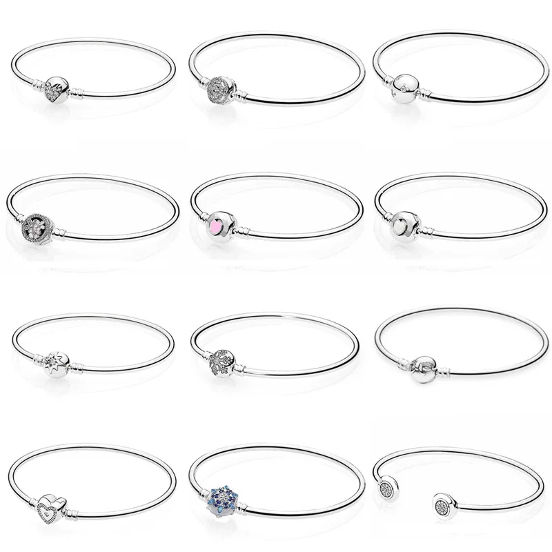 

Poetic Blooms Hearts of Winter Enchanted Rose Clasp Bangle Fit Europe Snake Bracelet 925 Sterling Silver Bead Charm Jewelry