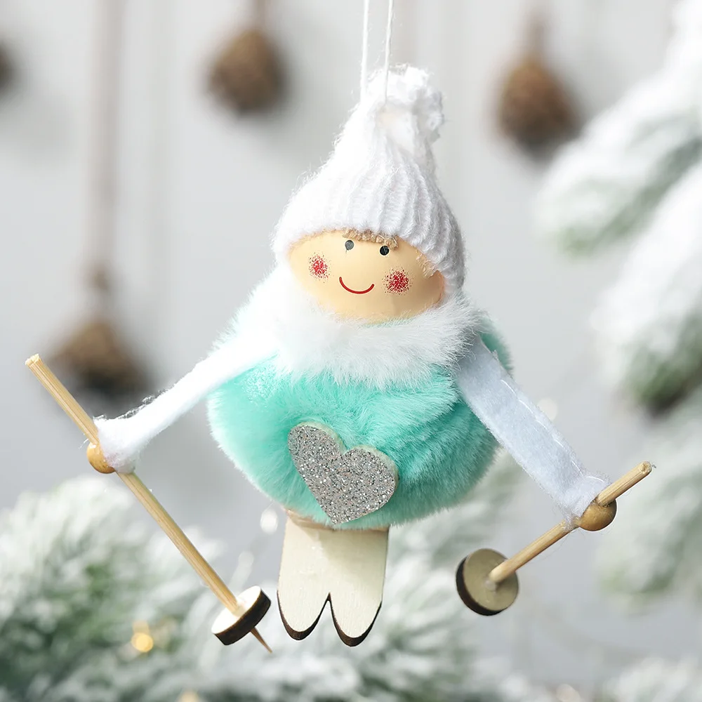 Рождественские елочные украшения, милые куклы-ангелы, рождественская елка, подвесные украшения, Noel Deco, Рождественское украшение для дома,, детские подарки - Цвет: Blue