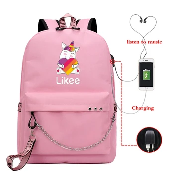 

Hot Likee Backpack USB Charging LIKEE Video App Laptop Backpack School Bags for Teenage Girls 2020 Russian Styles Zipper Mochila