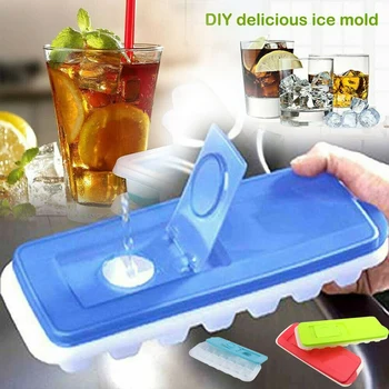 

14 Grid Ices Cubes Tray Maker with Removable Lid Cocktails Whiskey Square KSI999