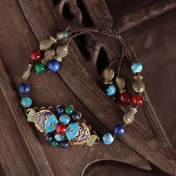 

cute Style Rope Chain Bracelet Fish Kiss Beads Clover Charms Bracelet For Women 2020 Best Gift Jewelry For Mom Sister