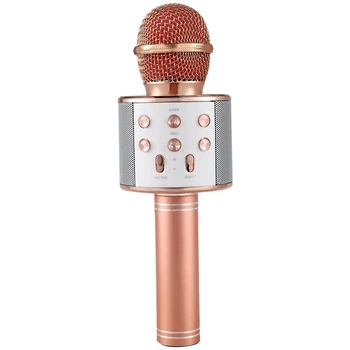 

Wireless Karaoke Microphone Portable Bluetooth mini home KTV for Music Playing and Singing Speaker Player Selfie PHONE PC Rose G