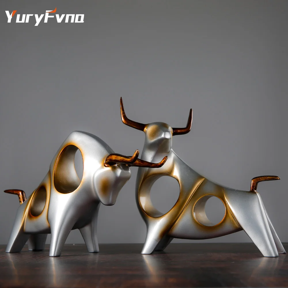 YuryFvna Креативные украшения в виде коровы, фигурка быка, Лаки, изделия из смолы, украшения для офисного стола, модные