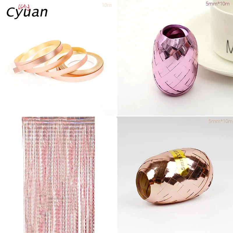 

Cyuan Rose Gold Champagne Ribbons Latex Balloons Wall Ceiling Hanging Garlands for Wedding Bachelorette Party Birthday Supplies