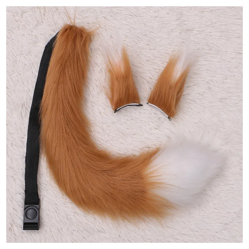 2021 Big Cute Anime Fox Tail Ear Hair Clip Plush Cosplay Accessory Props Halloween Costume Fancy Dress Christmas |
