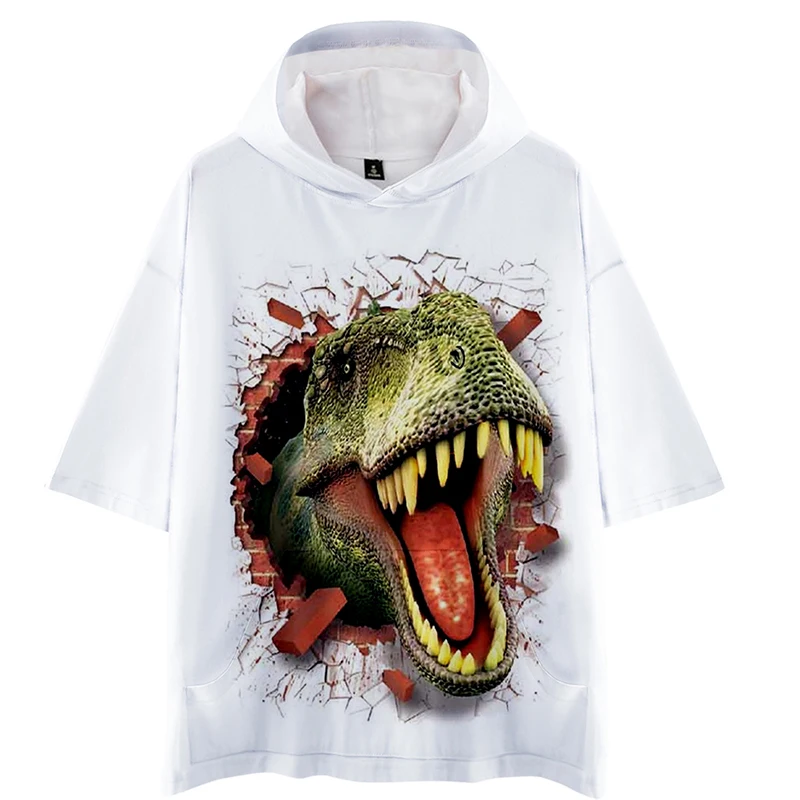 

Fashion Dinosaur 3d Hoodies Pullover Hip Hop Style Men Women Hoodie Hoody Tops Pocket Short Sleeve Boys Girls Hooded Sweatshirts