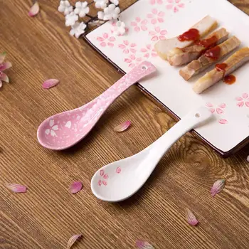 

OTHERHOUSE 1Pc Ceramic Spoon Mini Soup Spoon Tea Coffee Spoons Handle Dessert Candy Tableware Kitchen Cutlery Serving Spoons