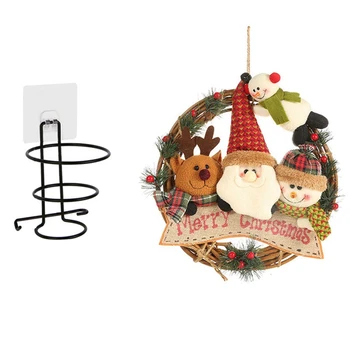 

1 Pcs Hair Dryer Rack for Wall Shelf Rack Stand Holder Black & 1 Pcs Christmas Decorations Elk Rattan Circle Pendant