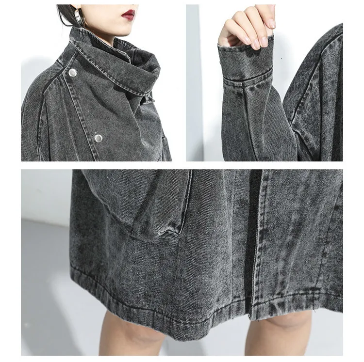 Max LuLu корейская мода винтажная осенняя одежда Дамский джинсовый Тренч женский Водолазка Длинные Пальто Повседневная ветровка плюс размер