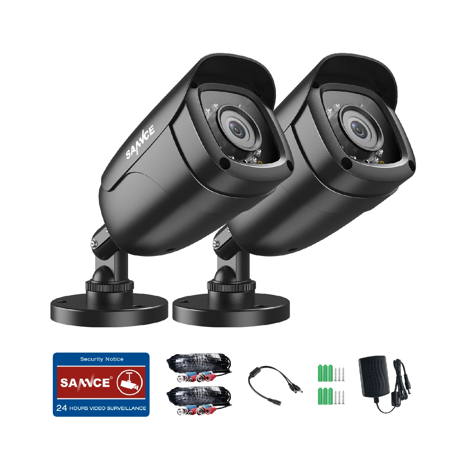 SANNCE 2 шт TVI 1080P HD 2.0MP Высокое разрешение CCTV камеры безопасности H.264 водонепроницаемые внутренние/уличные Камеры Видеонаблюдения Набор