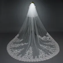2021 New Bling Lacee  Bridal Veil White Cathedral Length Edge Wedding Veil With Comb 3M Wedding Accessories