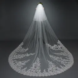 2021 New Bling Lacee  Bridal Veil White Cathedral Length Edge Wedding Veil With Comb 3M Wedding Accessories