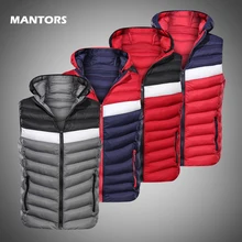 Men's Hooded Vest Down Jackets Autumn Winter Warm Waistcoat Brand Mens Coats Patchwork Sleeveless Vest Slim Jacket Tops