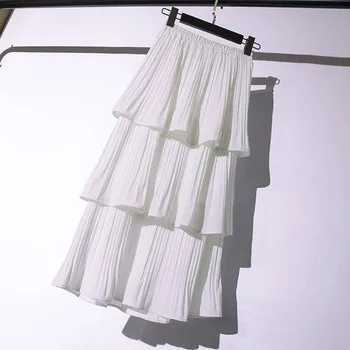 

skirt autumn women's 2020 chiffon white pleated Layered cake skirt midi