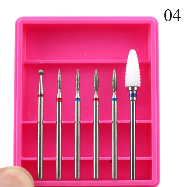 6 шт. набор керамических алмазных сверл для ногтей, фрезы для маникюра, электрический аппарат для педикюра, аксессуары для дизайна ногтей - Цвет: 04