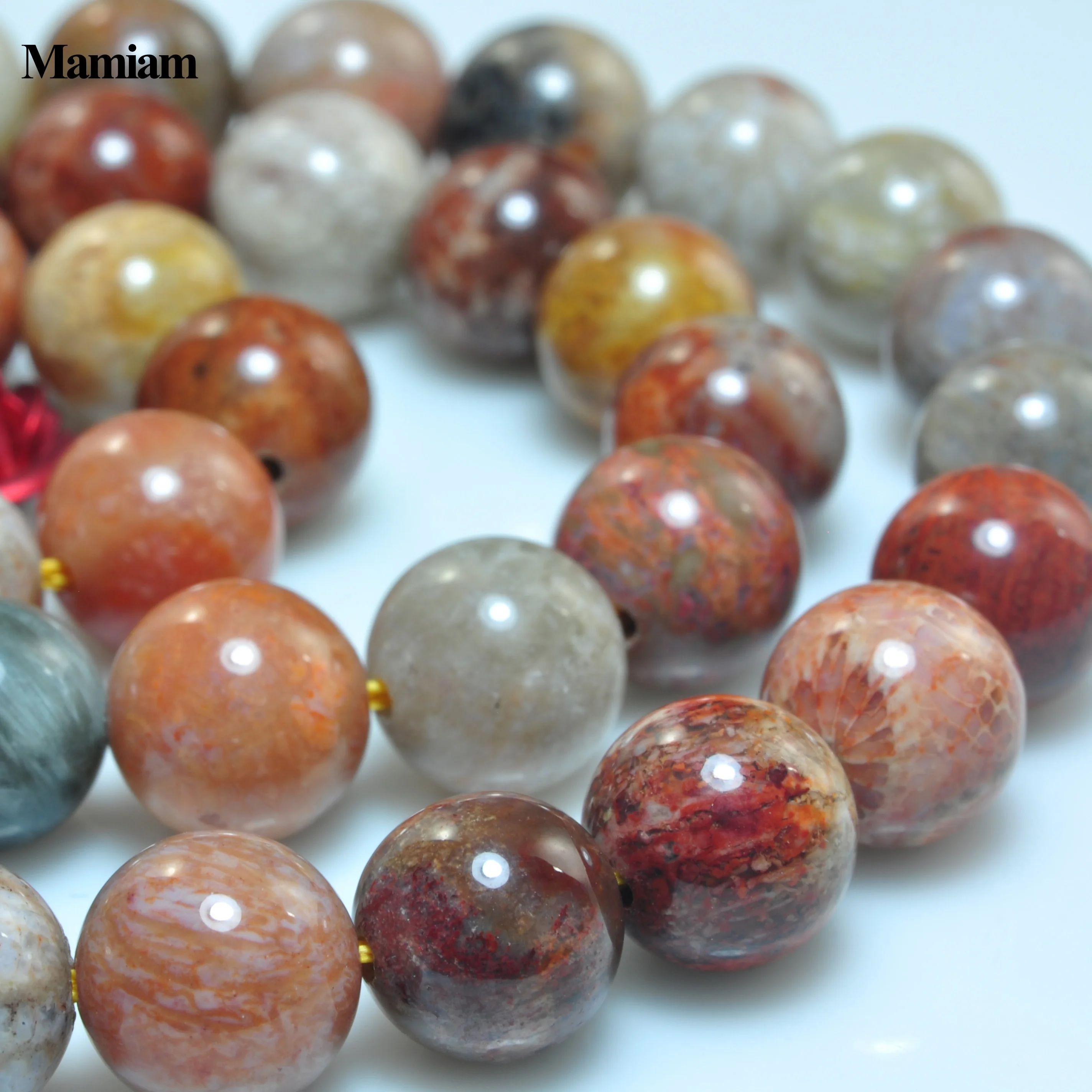 

Mamiam Natural Red Chrysanthemum Beads 10mm Smooth Charm Round Loose Stone Diy Bracelet Necklace Jewelry Making Gift Design